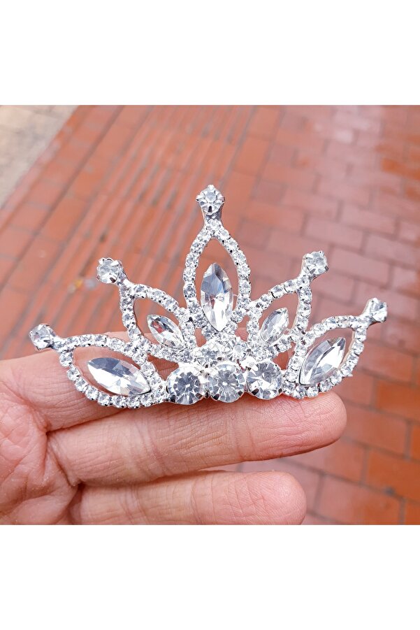 MAGRİB beyaz kristal taşlı kız çocuk topuz tacı