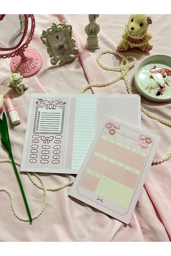 merccuri crafts-Set of 2 glue a4-a5 notepad planner notebook coquette 1