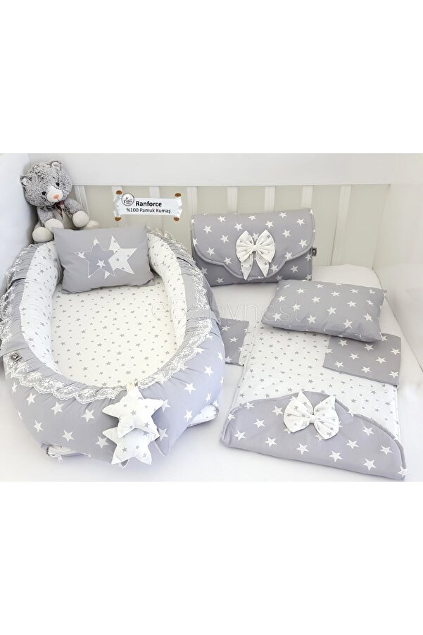 ebabynest Big Star Serisi Gri Babynest Emzirme Yastıklı Set