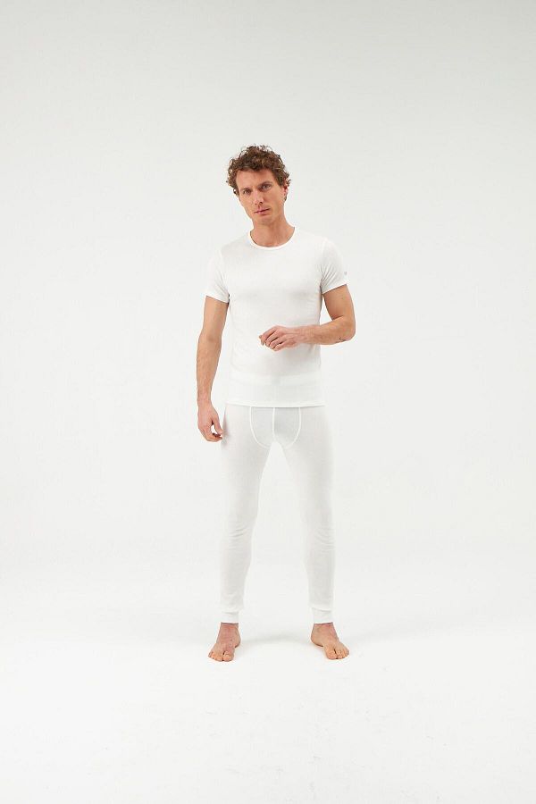Dagi-Ecru Null Collar Short Sleeve Men's Top Thermal Underwear 1