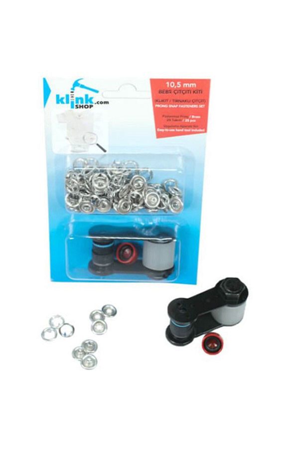 Klinkshop-Klikıt Baby Snap Machine-Free Stringing Kit with Hammer Application Apparatus and 25 Pieces of 10.5 Mm Snaps 1