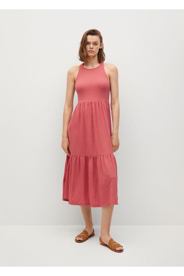 MANGO Women s Coral Dress 17930143 Trendyol