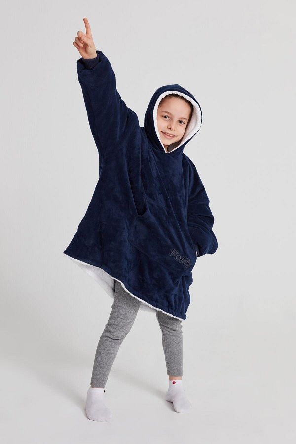 POFFY Children s Oversize Wearable Blanket One Size Under 11 Unisex Plush Hooded Sweatshirt Trendyol
