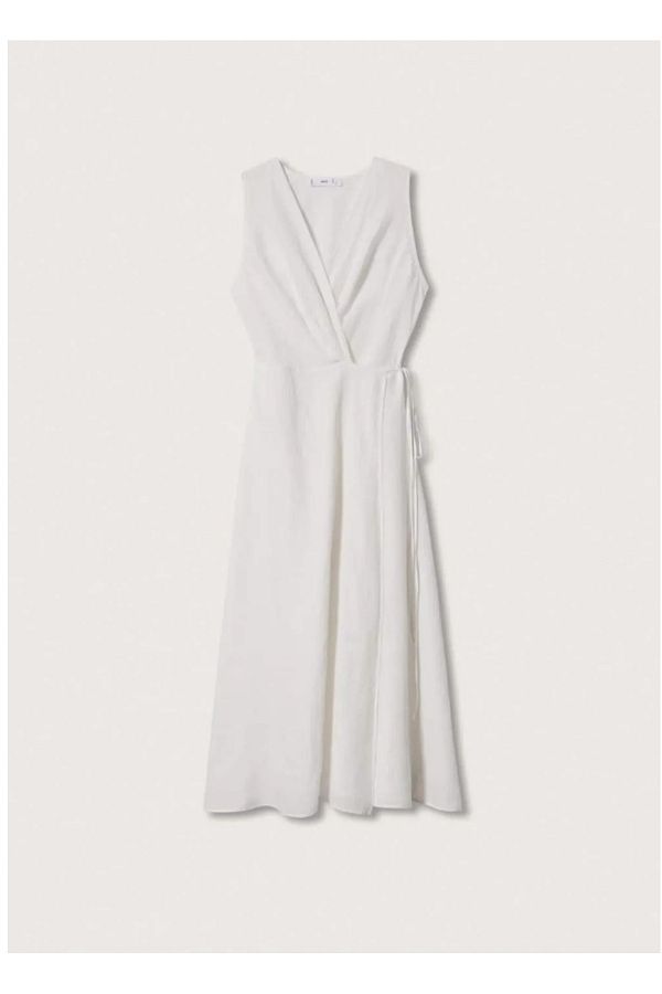 MANGO White Color 100 linen dress Trendyol