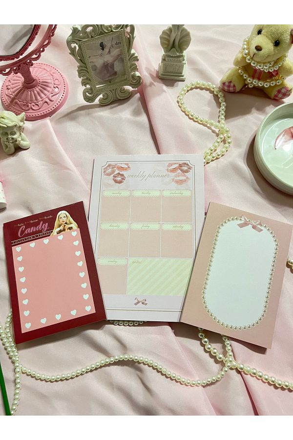 merccuri crafts-Set of 3 notepad planner notebook with glue a5-a6-a6 coquette 1