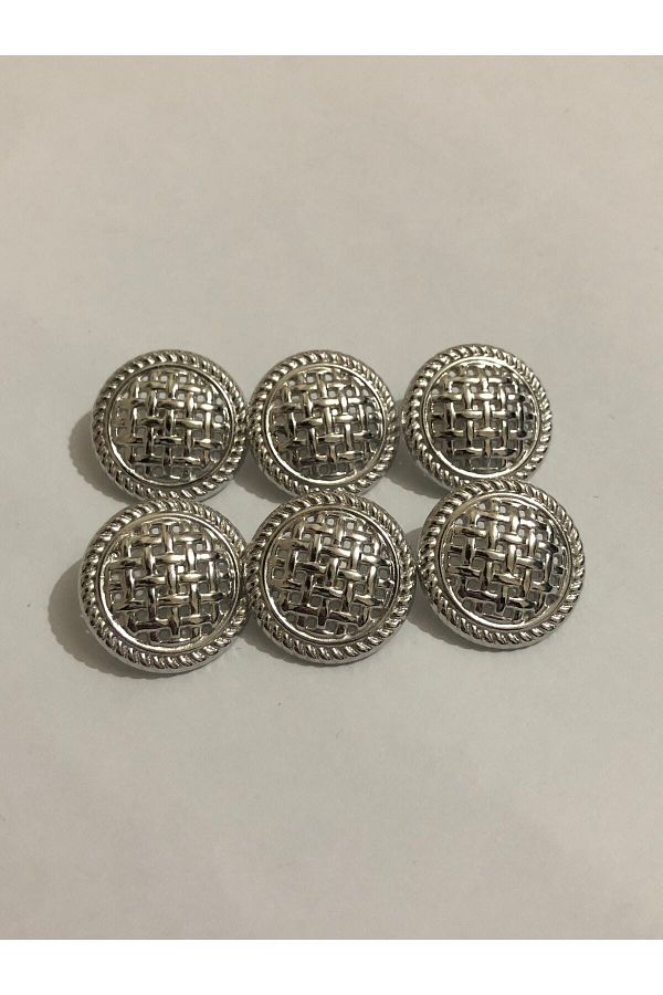 aensia-Silver Silver Mesh Model Button Large Size Button 36 Size Metal Button - Pack of 6 Buttons 1