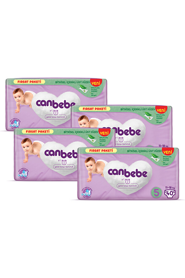 Canbebe Bebek Bezi Fırsat Paketi 5 Beden Junior 40 Lı X 4 Adet
