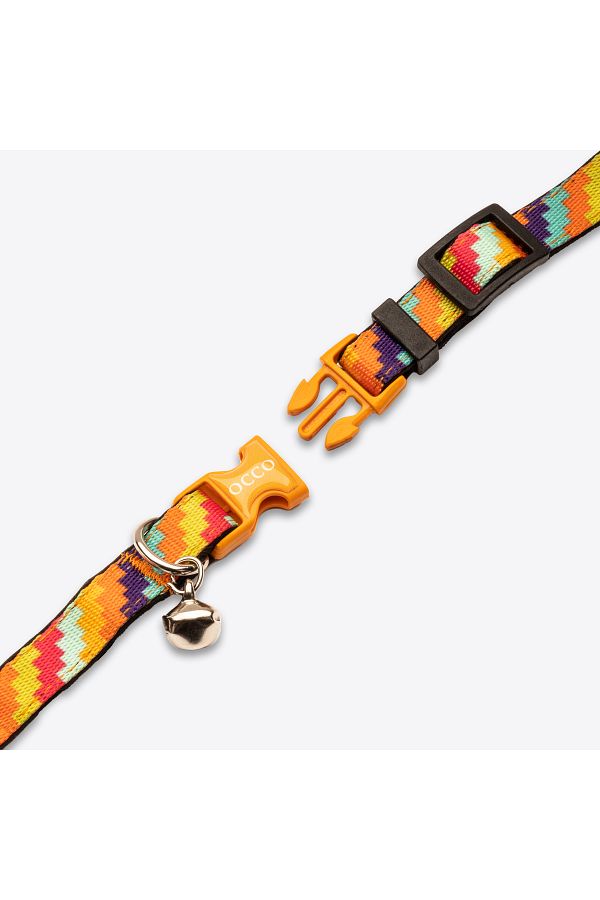 occo Amber Zigzag Anti Allergic Orange Cat Collar with Safety Lock Trendyol
