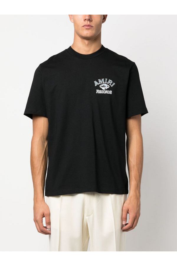 Amiri Records Print Regular Fit Black T-shirt- Trendyol