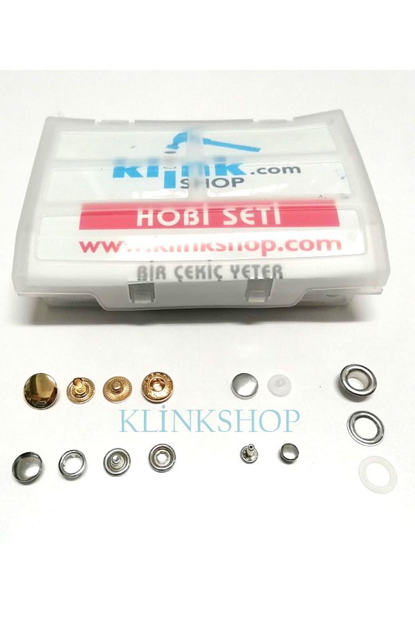 Klinkshop-Hobby Set with Hammer Application Apparatus - Eyelet, Snap, Rivet, Button Capsule - 125 Pieces of Materials and Apparatuses 1