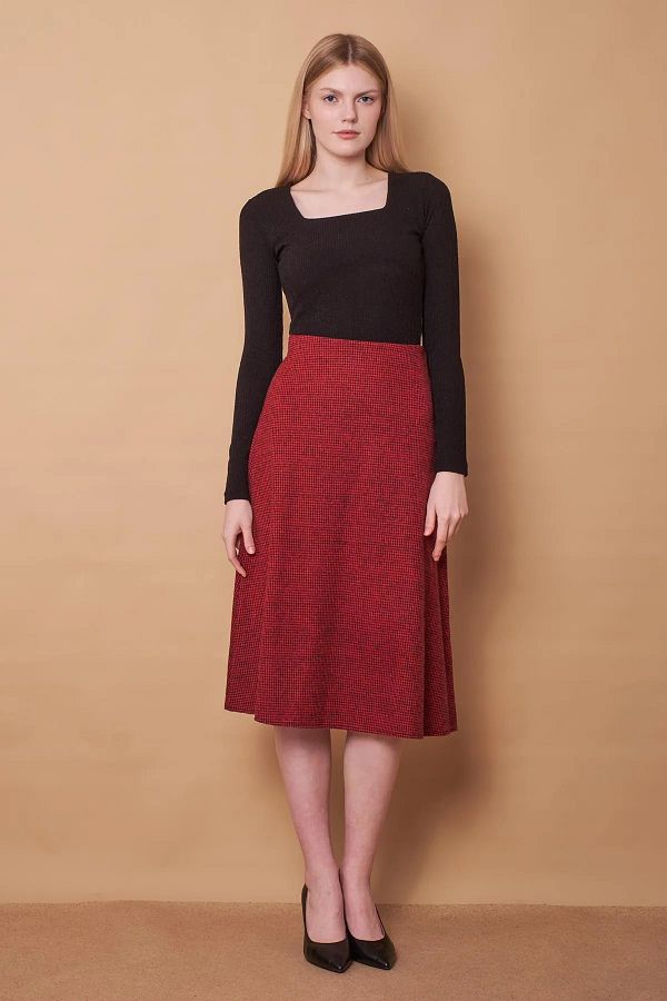 Burgundy houndstooth skirt hotsell