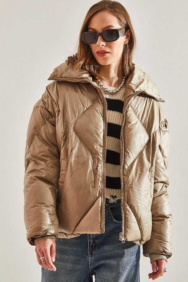 Bianco Lucci-Γυναικείο γιακά Oversize Παλτό 1