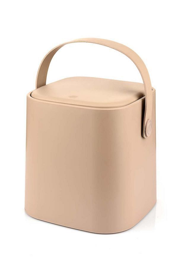 Carat Home-4 Lt Latte Countertop Kitchen Trash Can - with Click Lid, Handle and Inner Bucket 1