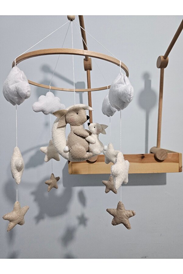 DÖNENCİX Bebek Odası Beşik Süsü Keçe Dönence Anne Yavru Tavşan