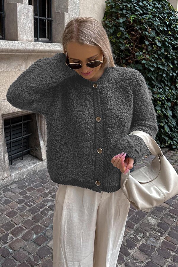 Strickjacke boucle grau clearance