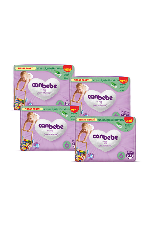 Canbebe Bebek Bezi Fırsat Paketi 6 Beden Xl (15-27 KG) 32 Li X 4