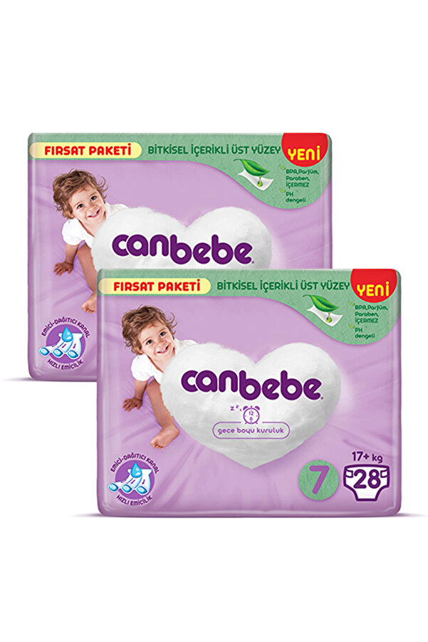 Canbebe Bebek Bezi Fırsat Paketi 7 Beden Xxl (17 KG) 28 Li X 2 Adet