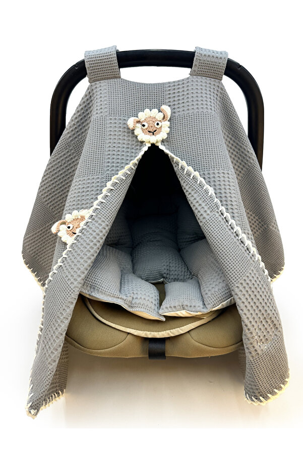 Atölye Eda Exclusive El Işi Kuzulu Pike Puset Örtüsü ve Minderi 2 Parça