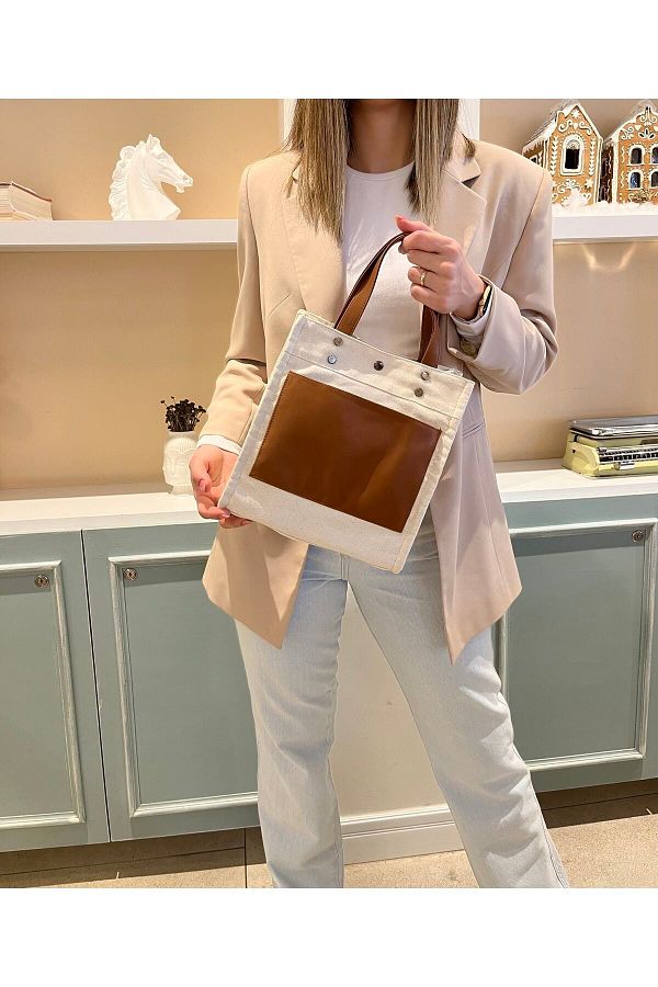 VODABAG Beige Colored Organic Linen Crossbody Bag Trendyol