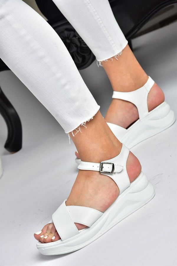 White thick sole sandals sale
