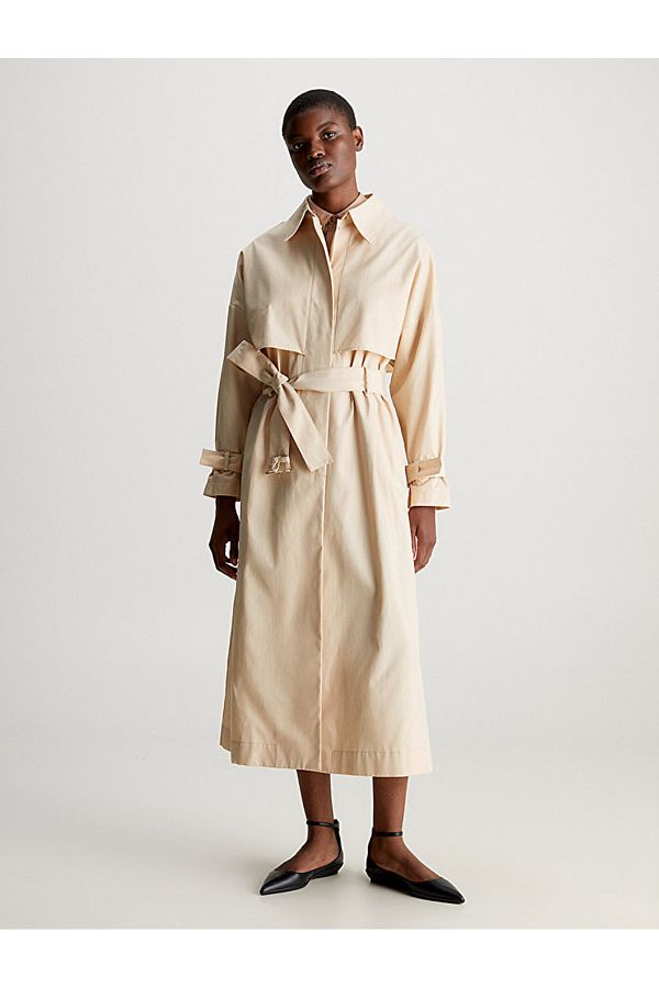 Calvin Klein Trench Coat Beige Basic Trendyol