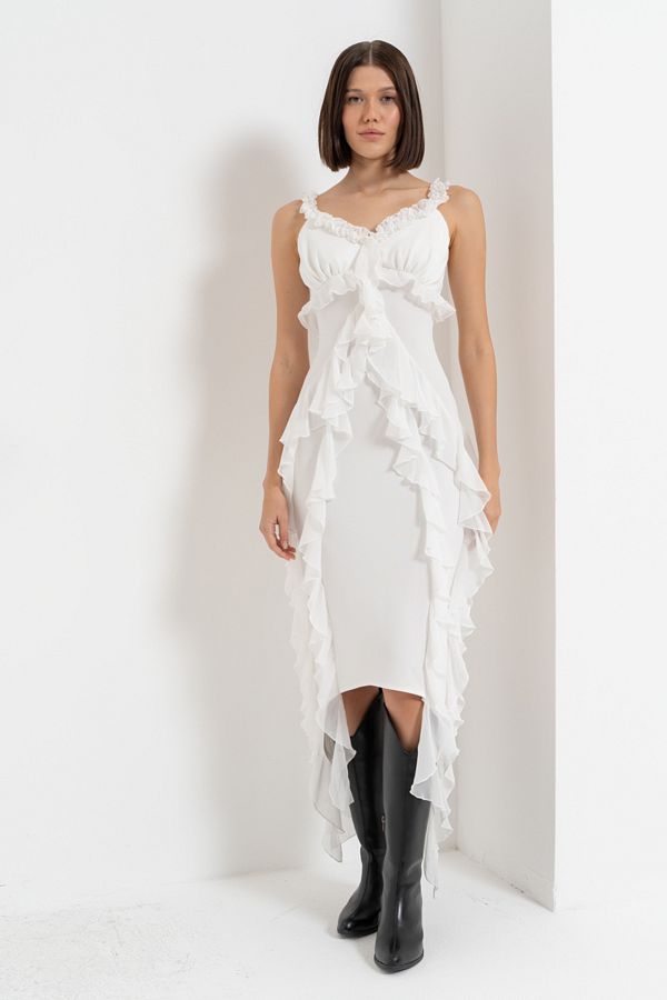Kikiriki Strappy Ruffle Dress Trendyol