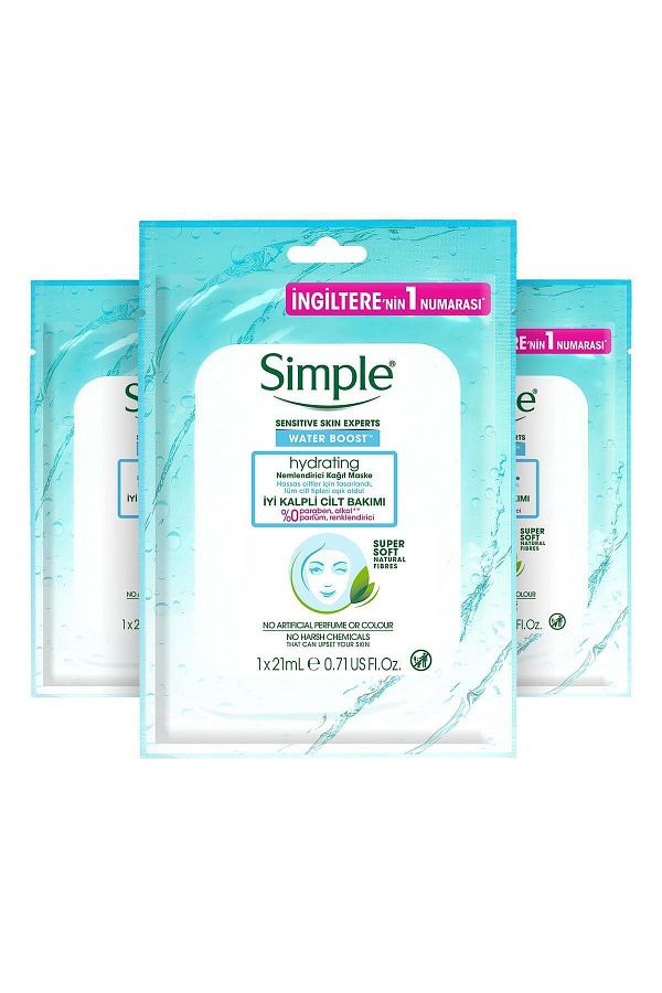Simple-Water Boost Moisturizing Sheet Mask for Dry/Non-Moist Skin 21 Ml X3 1
