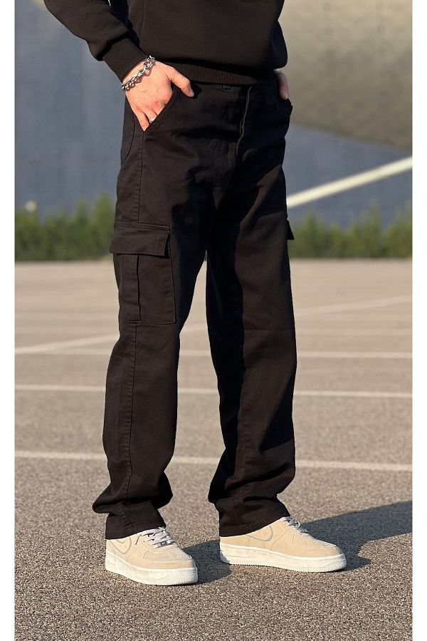 wamoss 2024 Black Baggy Men's Cargo Pants - Skb- Trendyol