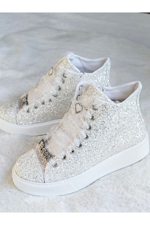 White glitter shoes wedding 2025