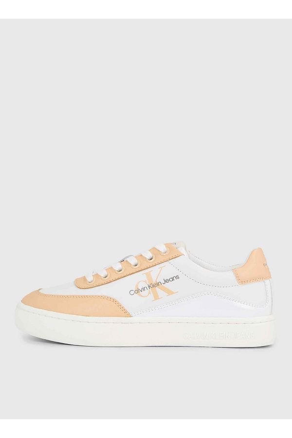 Calvin Klein Orange White Women s Leather Sneakers YW0YW 0129602 S Trendyol