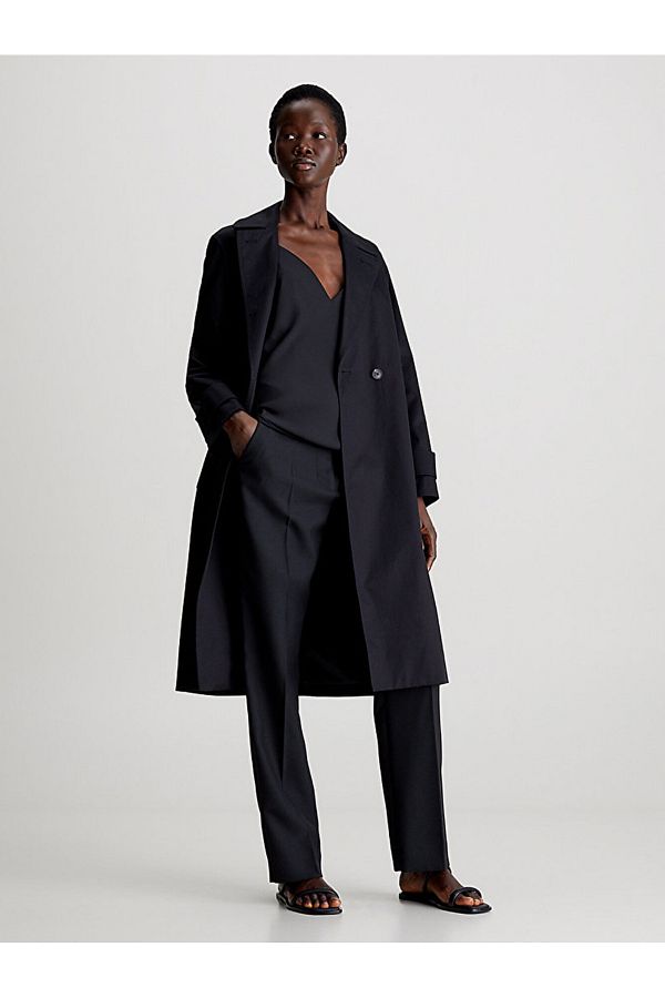 Calvin Klein Trench Coat Black Double breasted Trendyol