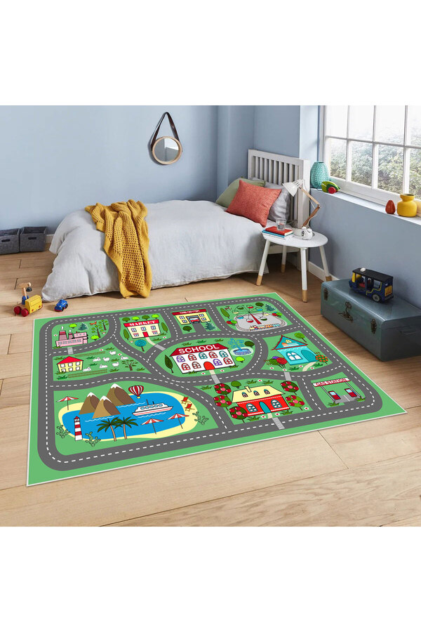 FABBHOME Dijital Baskı Kaymaz Taban Makinede Yıkanabilir Çocuk Odası Halısı Bebek Odası Halısı