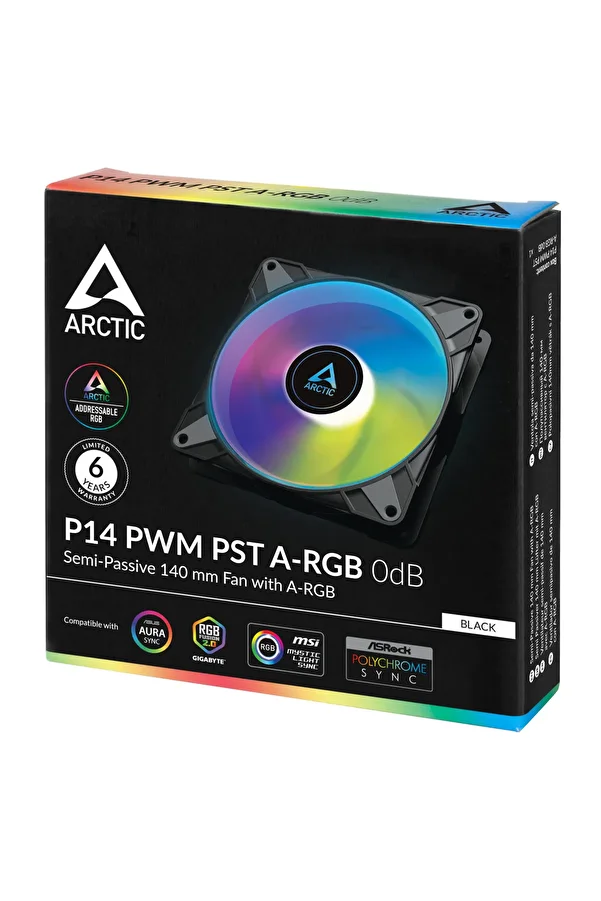 Arctic-Rom P14 PWM PST A-RGB - مروحة كمبيوتر شخصي، مروحة هيكل 140 مم PWM PST، مُحسّنة للضغط الساكن 1