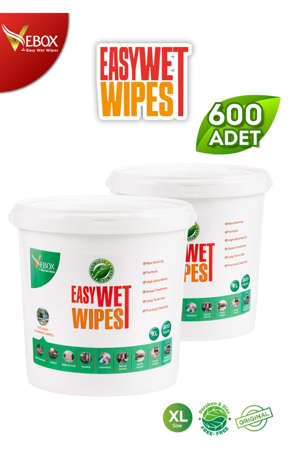 VEBOX Easy Wet Wipes Islak Kova Mendil Okyanus Ferahlığı 300 Adet X 2 Adet