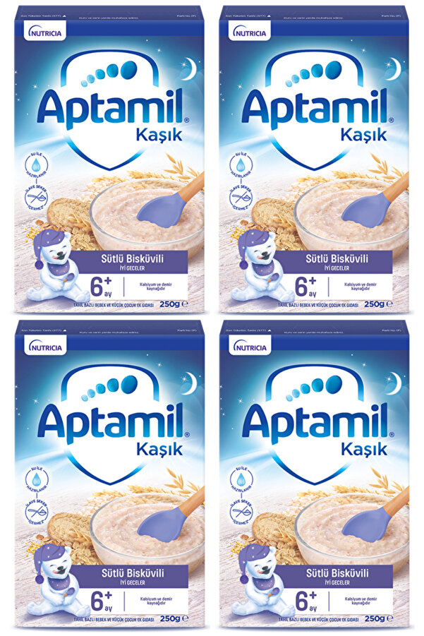 Aptamil Sütlü Bisküvili Kaşık Mama 250 gr  6+ Ay 4`lü Avantaj Paketi 1000 gr