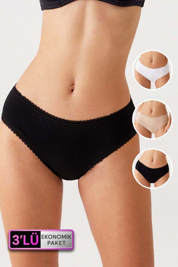 Pierre Cardin-Pachet de 3 chiloți din bumbac cu talie normală 2238 negru-alb-brun 1
