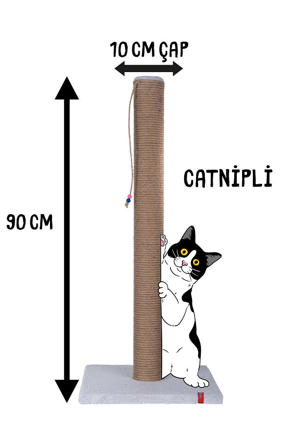 PUGALO-90cm Thick Pipe Giant Scratching Board with Catnip Gray 1