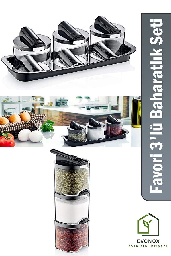 Evonox Favorite 3 Piece Spice Rack Set 3 Piece Spice Rack with Luxury Stand Offers Kitchen Elegance and Setting in One Trendyol