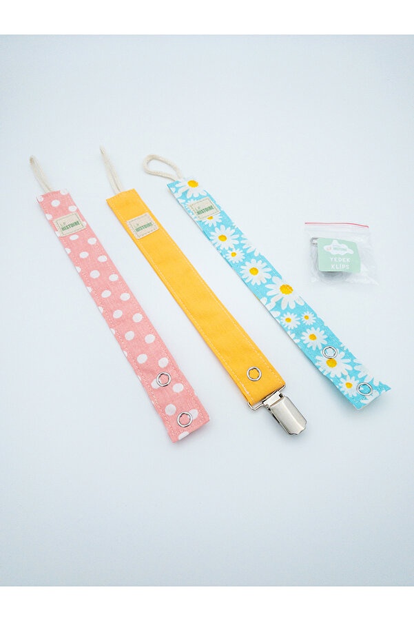 Le Petite Histoire 3'lü Emzik Askısı - Emzik Zinciri %100 Pamuk - Yıkanabilir