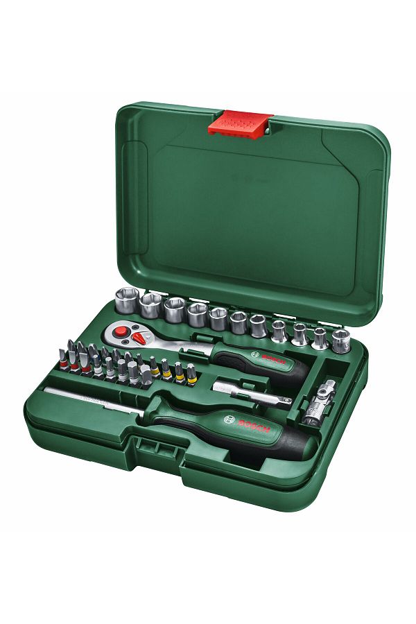 Bosch-طقم مقبس ومفك براغي 1/4 بوصة من هوم اند جاردن 34 قطعة - 1600A02BY1 1