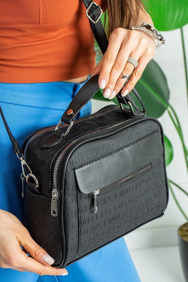 Cosser Women s Black Lettered Leather Multi Compartment Crossbody Bag and Shoulder Bag Trendyol