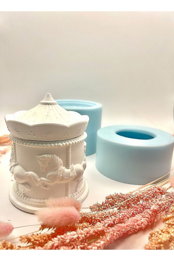 WAMMOLDS-صندوق دائري مع غطاء قالب سيليكون 1
