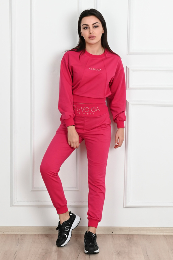 ADROM Women's Text Embroidery Printed Long Sleeve Tracksuit Set