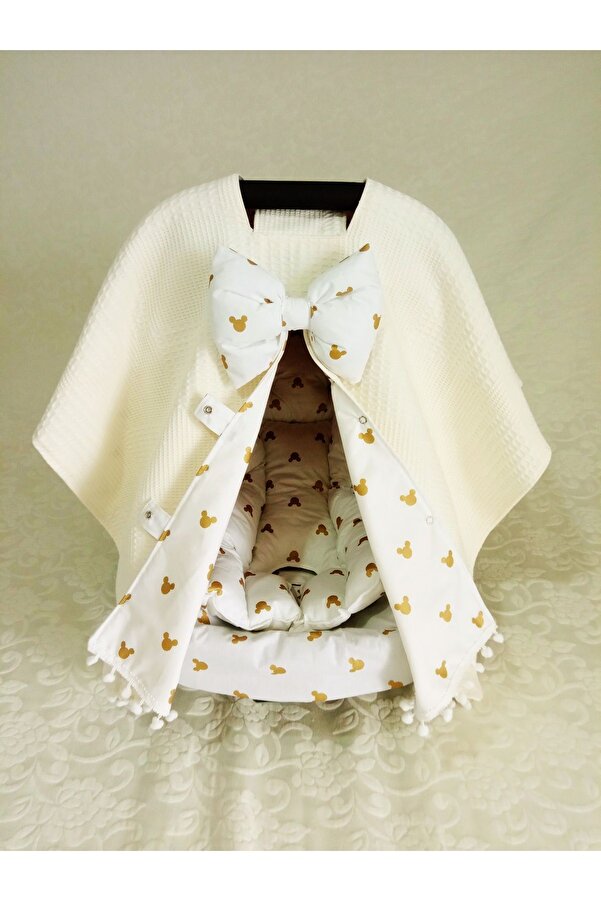 Wenaris ÇİFT TARAFLI PANÇO Puset örtüsü, Puset minderi, Puset çarşafı, 3 parça