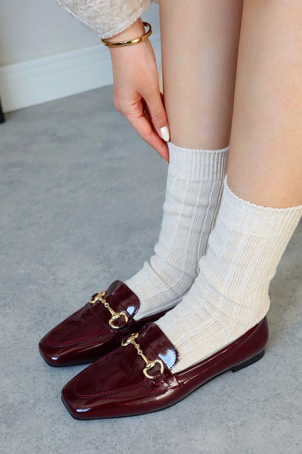 POLKA STORE-Mocasin Mocasin roșu Claret Mocasin Balerini Pantofi de zi cu zi confortabili pentru femei 1