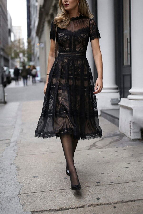 Wedding Dress Black Midi Evening Skirt Midi-Length Black Designer