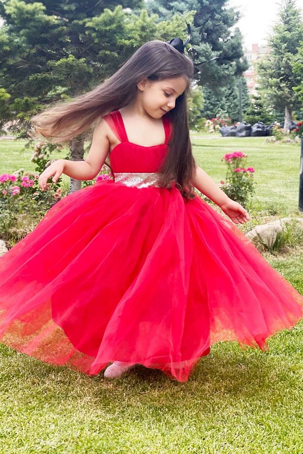Asortik Kids Children s Red Evening Dress Evening Dress Wedding Dress 3 12 Years Trendyol