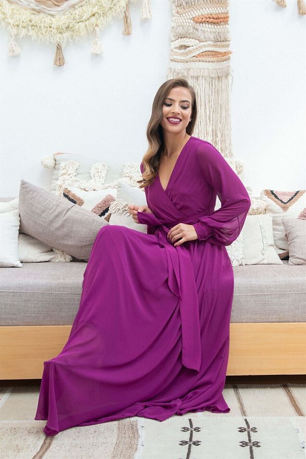 Fuchsia chiffon dress online