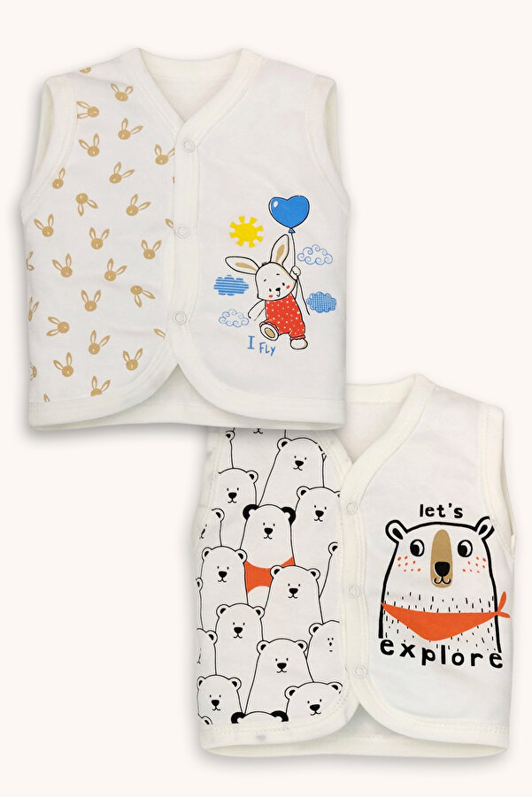 bebizu Baskılı Çıtçıtlı Yelek 2 Adet