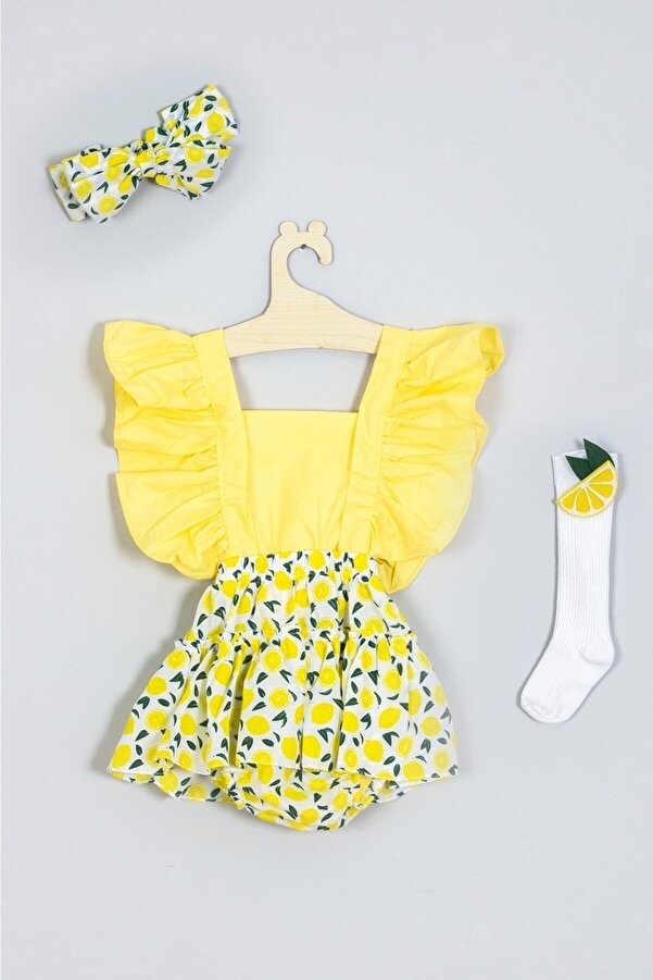 ŞAPKAKİDS LİMON SLOPET BANDANA VE ÇORAP SET